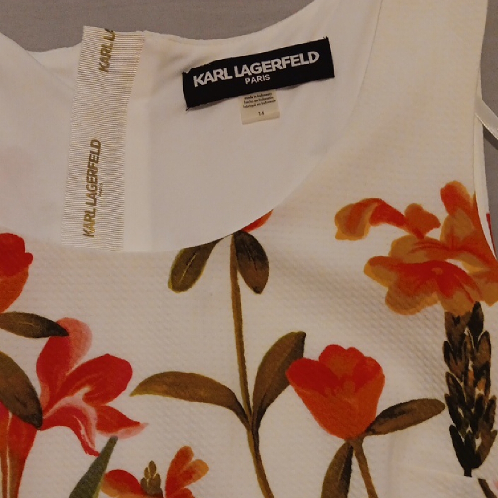 Karl Lagerfeld Orange Green A-Line Mini Dress - Picture 4 of 9